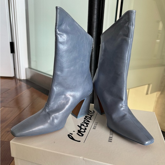 L’Intervalle Lizzo Blue Leather Boots - Picture 1 of 5